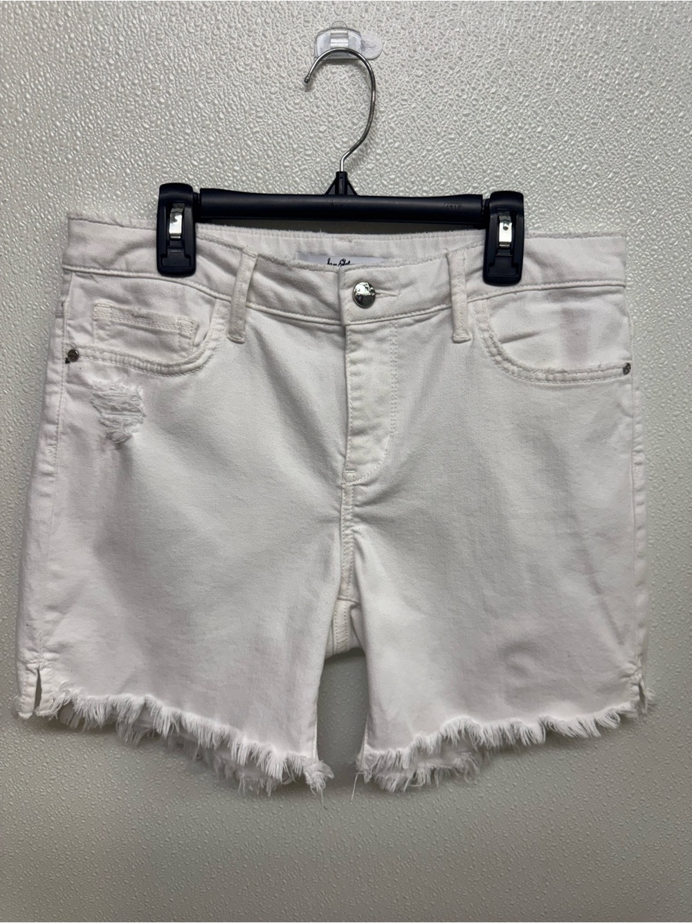 Sam Edelman White Frayed Hem Denim Shorts Sz 27